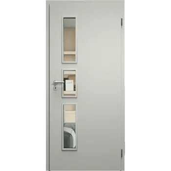 Interiérové dveře SAPELI ELEGANT KOMFORT M33 - CPL LAMINÁT - OTOČNÉ DVEŘE VČ. ZÁRUBNĚ - Šedá Průchozí šířka (cm): 70, Průchozí výška (cm): 197, Typ skla: Čiré sklo