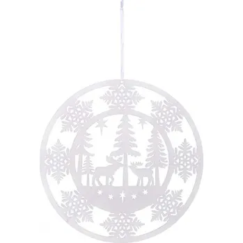 Věnec Závěs dřevo 220 mm věneček, bílý 53 gram