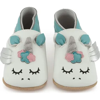 Capáčky LAIT ET MIEL Kožené capáčky s jednorožcem 3-4 roky Bílá 27-28