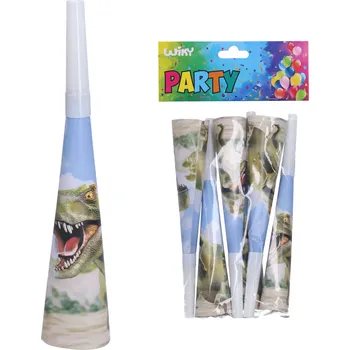 Party dekorace Párty trumpetky DINO 20 cm, 6 ks
