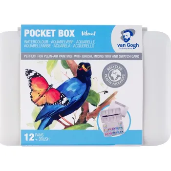 Speciální výtvarná barva Van Gogh sada akvarelových barev, 12 půlpánviček, zářivé odstíny, plast. krabička