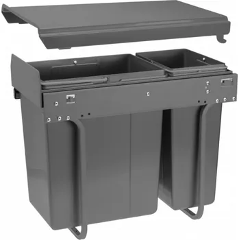 Odpadkový koš Koš na tříděný odpad na pojezdu H45 pro skříňky 300 mm 10 l+20 l, antracitový