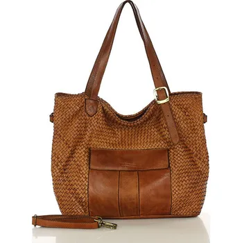 Kabelka Marco Mazzini Velká protkaná shopper taška přes rameno MARCO MAZZINI; velbloud