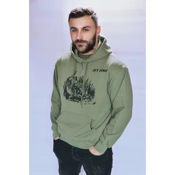 Rybářské oblečení Zelená mikina Jet Fish s černý logem - L