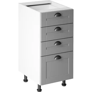 Kuchyňská skříňka Spodní šuplíková skříňka Linea D40S4 - bílá / šedá