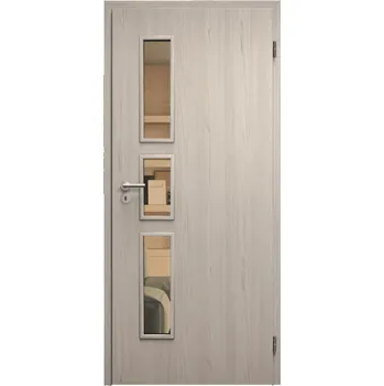 Interiérové dveře SAPELI ELEGANT KOMFORT M33 - CPL LAMINÁT - OTOČNÉ DVEŘE VČ. ZÁRUBNĚ - Borovice bílá Průchozí šířka (cm): 90, Průchozí výška (cm): 197, Typ skla: Planibel bronz