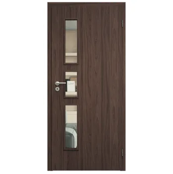 Interiérové dveře SAPELI ELEGANT KOMFORT M33 - CPL LAMINÁT - OTOČNÉ DVEŘE VČ. ZÁRUBNĚ - Ořech Průchozí šířka (cm): 70, Průchozí výška (cm): 197, Typ skla: Čiré sklo