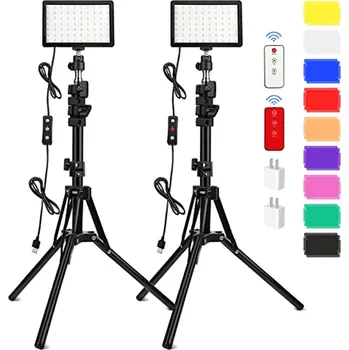 Fotoateliérová technika 2 balení 70 LED video světel se stativovým stojanem / barevnými filtry, Obeamiu 5600K USB Studio Lights Shooting Kit pro fotogra X001NZRVK1