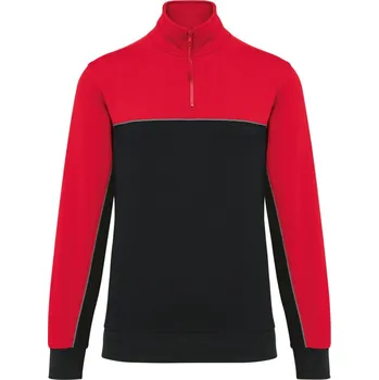 pracovní mikina Kariban Mikina WK404 s 1/4 zipem COT20W40481415-black/red Černá/červená 5XL