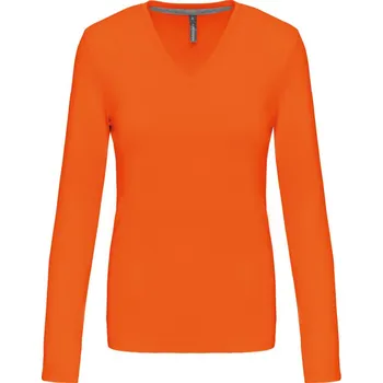 pracovní tričko Kariban Tričko K382 s výstřihem do V, dlouhý rukáv, dámské COT20K38223502-orange M Oranžová
