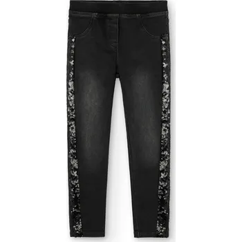 Dívčí kalhoty Kalhoty se třpytkami, černé, dívka, Boboli Velikosti: 128