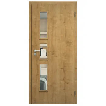 Interiérové dveře SAPELI ELEGANT KOMFORT M33 - CPL LAMINÁT - OTOČNÉ DVEŘE VČ. ZÁRUBNĚ - Dub sukatý Průchozí šířka (cm): 120, Průchozí výška (cm): 197, Typ skla: Čiré sklo