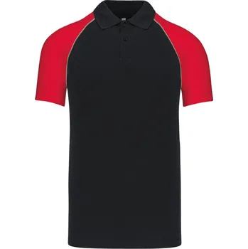 Pánské tričko Kariban Polokošile Kariban K226, baseballová, krátký rukáv COT20K22618413-black/light 3XL Černá/šedá světlá/červená