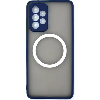 Silikonový kryt s magnetickým kroužkem pro Samsung Galaxy A52/A52 5G/A52S - Modrý