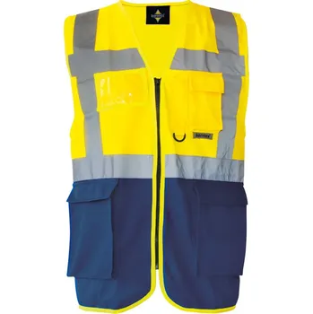 pracovní vesta Korntex Vesta KXMF – Berlin, multifunkční, reflexní COT76KXMF79514-yellow/navy 4XL Žlutá/navy