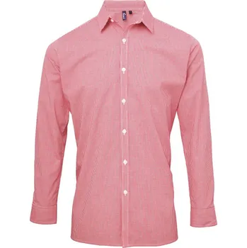 Pánská košile Premier Košile PR220, popelínová, kostkovaná, dlouhý rukáv COT39022094105-red/white 2XL Červená/bílá