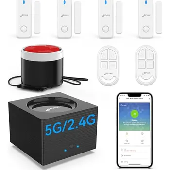 Sada domovního alarmu Domácí alarm CPVAN (2,4 a 5 GHz WLAN), ochrana proti vloupání, alarm na okna a dveře s dálkovým ovládáním a aplikací, spolupracu X001M5VL8Z