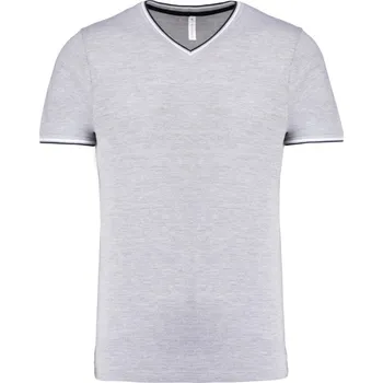 pracovní tričko Kariban Tričko K374 s výstřihem do V, piqué, krátký rukáv, pánské COT20K374s0901-oxford grey S Šedá oxford/navy/bílá