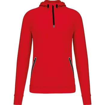 pracovní mikina Kariban Mikina s kapucí PA360, 1/4 zip, sportovní COT20P36000413-red 3XL Červená
