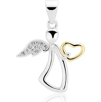 Přívěsek Olivie ANDĚL SE ZLATÝM SRDCEM - stříbrný přívěsek 3650 Ag 925; ≤1,1 g.