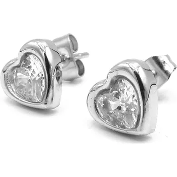 Náušnice Steel Jewelry Náušnice SRDCE s bílým krystalkem z chirurgické oceli NS250114 dárkové balení zdarma