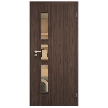 Interiérové dveře SAPELI ELEGANT KOMFORT M33 - START - OTOČNÉ DVEŘE VČ. ZÁRUBNĚ - Ořech Průchozí šířka (cm): 70, Průchozí výška (cm): 197, Typ skla: Planibel bronz