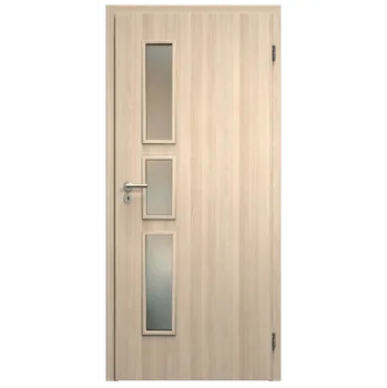 Interiérové dveře SAPELI ELEGANT KOMFORT M33 - CPL LAMINÁT - OTOČNÉ DVEŘE VČ. ZÁRUBNĚ - Jasan Průchozí šířka (cm): 80, Průchozí výška (cm): 197, Typ skla: Satináto bílé