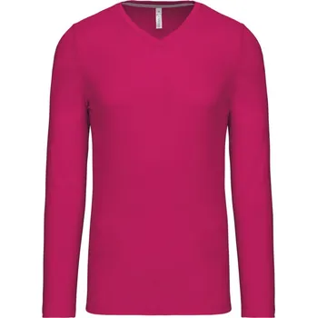 pracovní tričko Kariban Tričko K358 s výstřihem do V, dlouhý rukáv, pánské COT20K35831002-fuchsia M Fuchsia