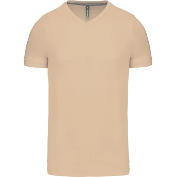 pracovní tričko Kariban Tričko K357 s výstřihem do V, krátký rukáv, pánské COT20K357r7801-light sand S Písková světlá