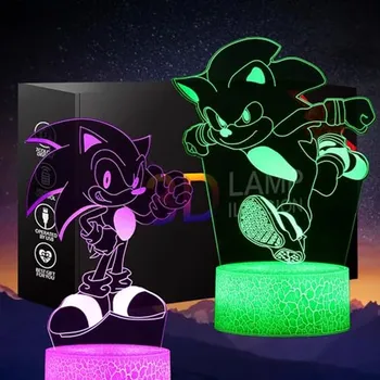 Dekorativní svítidlo Thcohee 3D Anime noční světlo 2 vzory Anime Led Illusion Lamp s 16 měnícími se barvami, vhodné pro dětský pokoj Domácí dekorace X001N9SWLJ