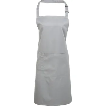 Pracovní zástěra Premier Zástěra Colours PR 154 s laclem a kapsou na břiše COT39015464099-silver UNI Stříbrná