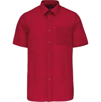Pánská košile Kariban Košile Ace K551, popelínová, krátký rukáv COT20K55124815-classic red Červená 5XL
