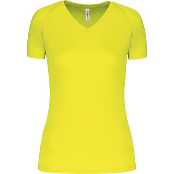 pracovní tričko Kariban Tričko PA477 s výstřihem do V, sportovní, krátký rukáv, dámské COT20P47703001-fluorescent S Žlutá fluorescent