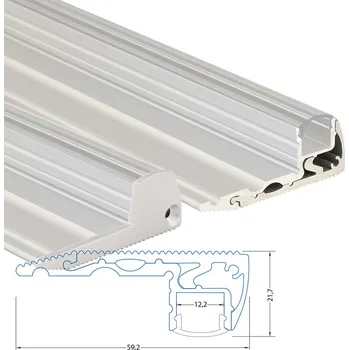 LED páska Nášlapný hliníkový profil BL, 59x22 mm, stříbrná barva, včetně čirého difuzoru, 2 m