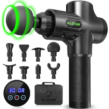 Masážní přístroj Masážní pistole na svaly ALDOM Hloubkový masér svalů s 30 nastavitelnými úrovněmi 8 stupňů masáže a LCD displejem ulevuje od bol X001WYJIUT