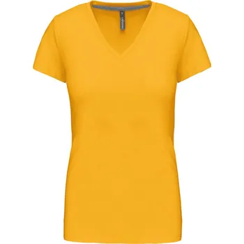 pracovní tričko Kariban Tričko K381 s výstřihem do V, krátký rukáv, dámské COT20K38120005-yellow 2XL Žlutá