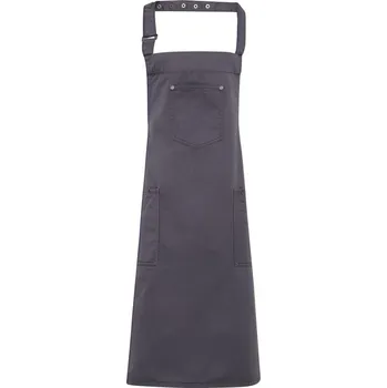 Pracovní zástěra Premier Zástěra Chino PR 132 s laclem, bavlněná COT390132m0899-steel UNI Šedá ocelová