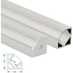 Rohový hliníkový profil RT, 19x19 mm, včetně čirého difuzoru, 2 m