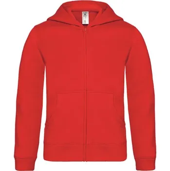 Chlapecká mikina B&amp;C Dětská mikina na zip WK682 Red 7/8 (122/128)