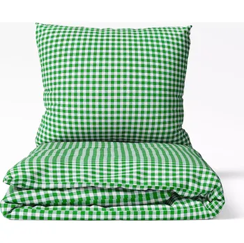 Povlečení Kárované bavlněné povlečení - zelené káro 140x200+70x90