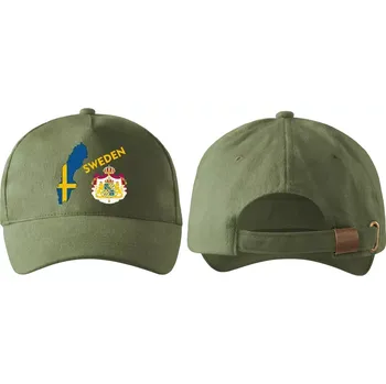 Kšiltovka kšiltovka s vlajkou ŠVÉDSKA khaki (pánská kšiltovka vlajka a znakem ŠVÉDSKO , SWEDEN)