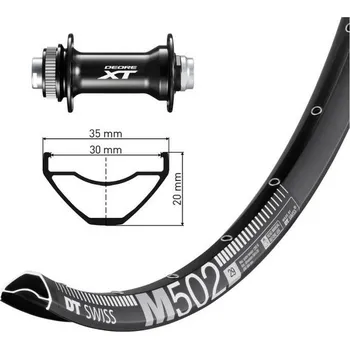 Ráfek na kolo OEM přední zapletené kolo 29' DT Swiss M502 Disc/Deore XT 8000 15x110 mm (černá)
