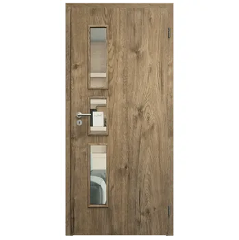 Interiérové dveře SAPELI ELEGANT KOMFORT M33 - CPL LAMINÁT - OTOČNÉ DVEŘE VČ. ZÁRUBNĚ - Dub sherwood Průchozí šířka (cm): 90, Průchozí výška (cm): 197, Typ skla: Čiré sklo