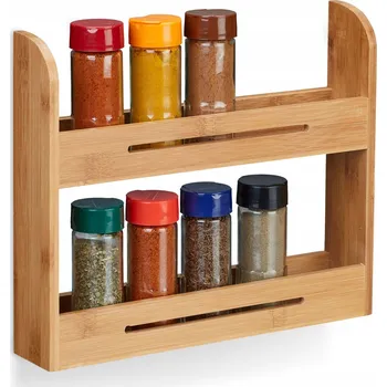 Stojan na víno Bambusový stojan na koření, kuchyňská police 26 x 31 x 6 cm