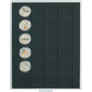 Obal pro sběratelský předmět Lindner 24 čtvercových polí do 42 mm Barva: Černá