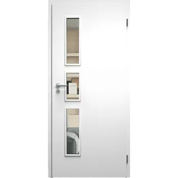 Interiérové dveře SAPELI ELEGANT KOMFORT M33 - CPL LAMINÁT - OTOČNÉ DVEŘE VČ. ZÁRUBNĚ - Bílá hladká Průchozí šířka (cm): 100, Průchozí výška (cm): 197, Typ skla: Čiré sklo