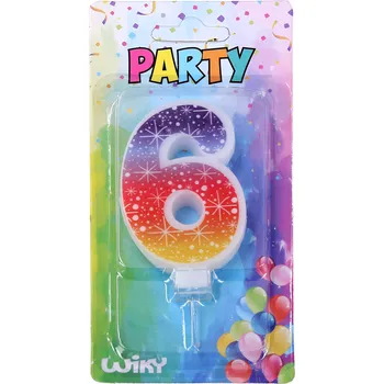 Dortová svíčka Párty svíčka číslo 6 Hvězdy