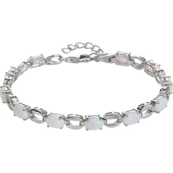 Náramek Bealio BEALIO Stříbrný náramek OPÁLOVÁ ZRNA bílá Délka náramku: 16+3 cm 03-12554-3364