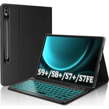 Pouzdro na tablet Pouzdro s klávesnicí FOGARI pro Samsung Galaxy Tab S9 Plus/S8 Plus/S7 FE/S7 Plus 12,4'' - 7 barevných podsvícených kláves QWERTZ X001U0C811