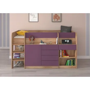 Postel Postel multifunkční Smile - dub sonoma/fialová levá
